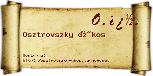 Osztrovszky Ákos névjegykártya
