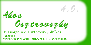 akos osztrovszky business card
